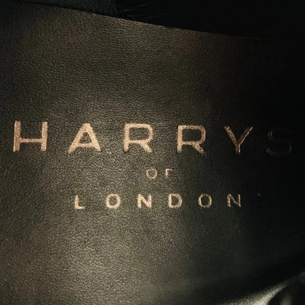 HARRYS OF LONDON Size 8 Griffen Black Nubuck Leather Lace-Up Boots